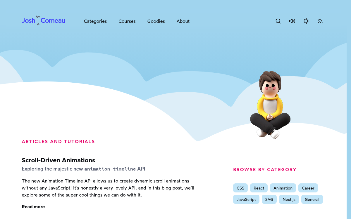 Homepage of joshwcomeau.com