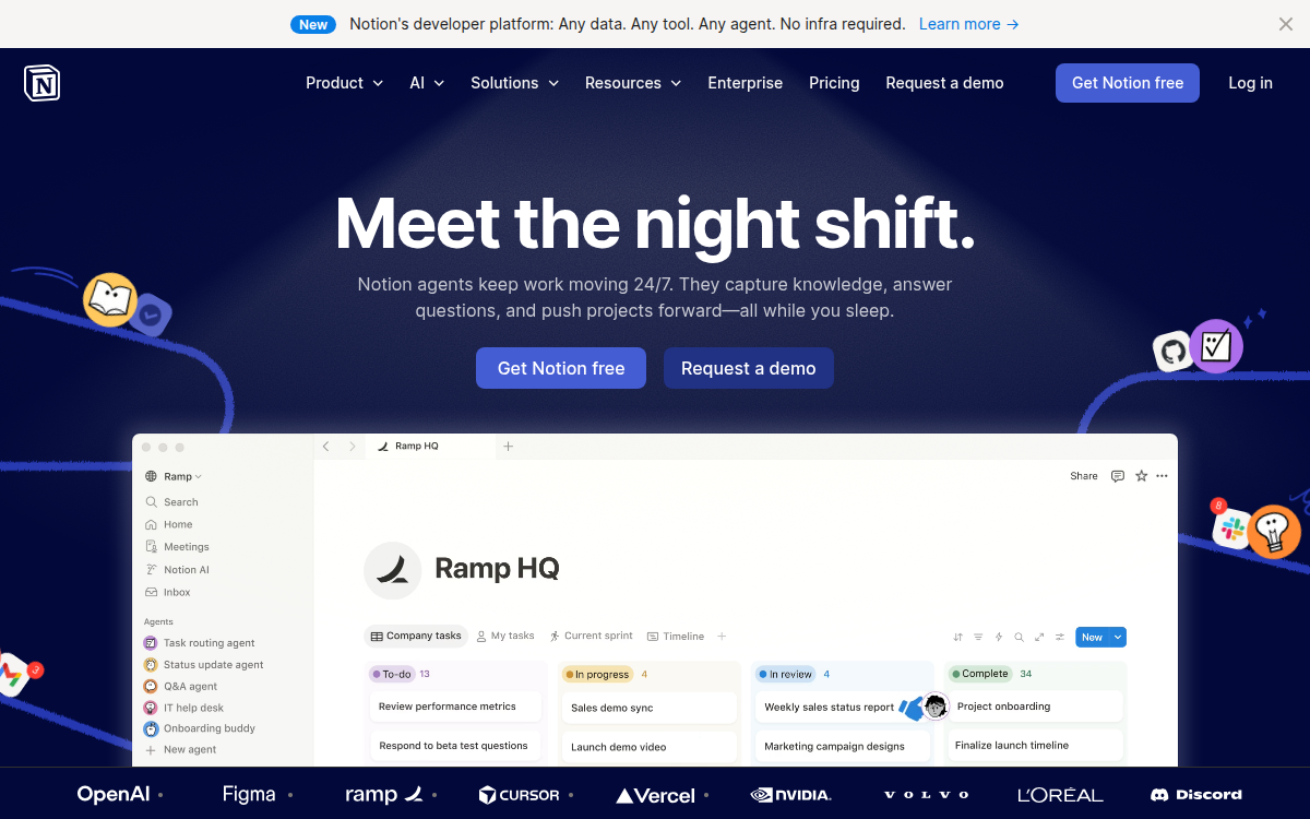 Homepage of notion.so