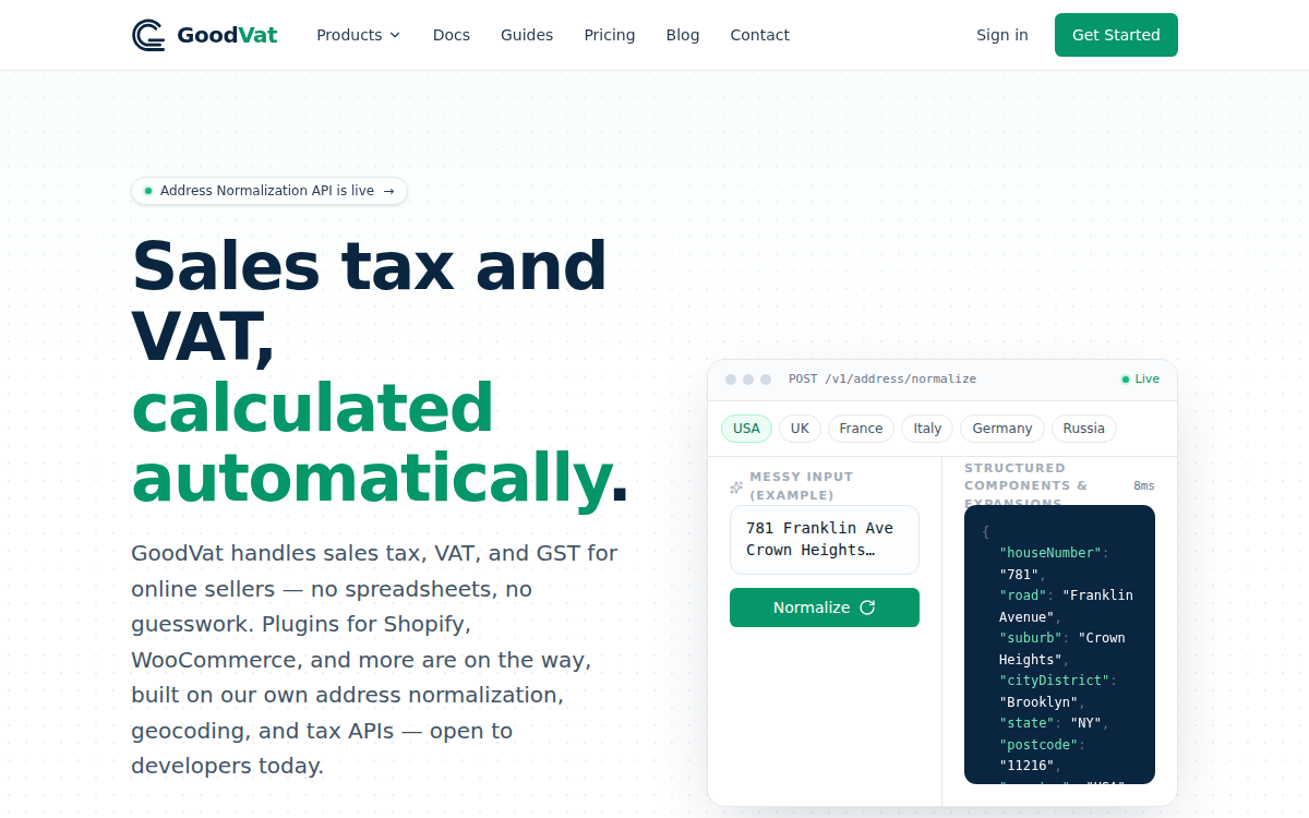 Homepage of goodvat.com