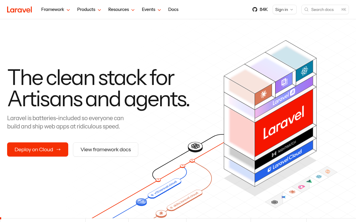 Homepage of laravel.com
