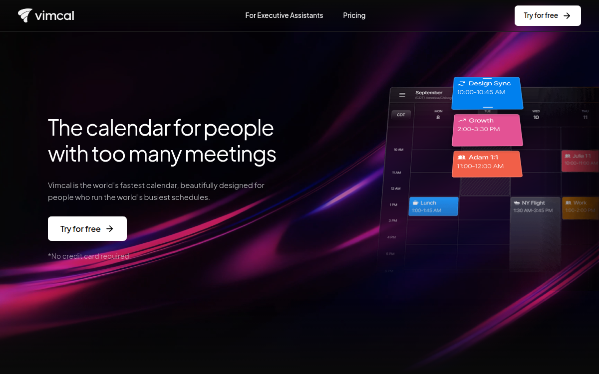 Homepage of vimcal.com