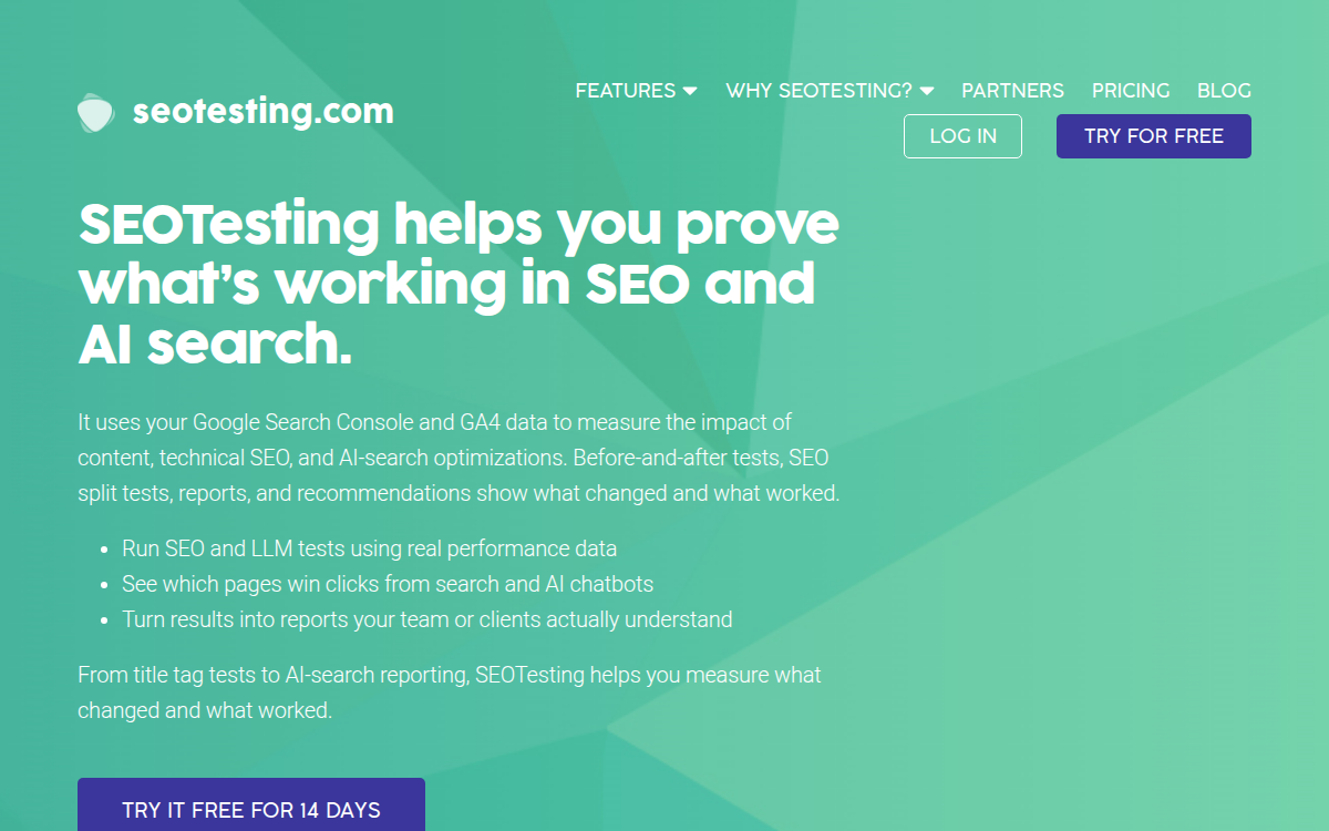 Homepage of seotesting.com