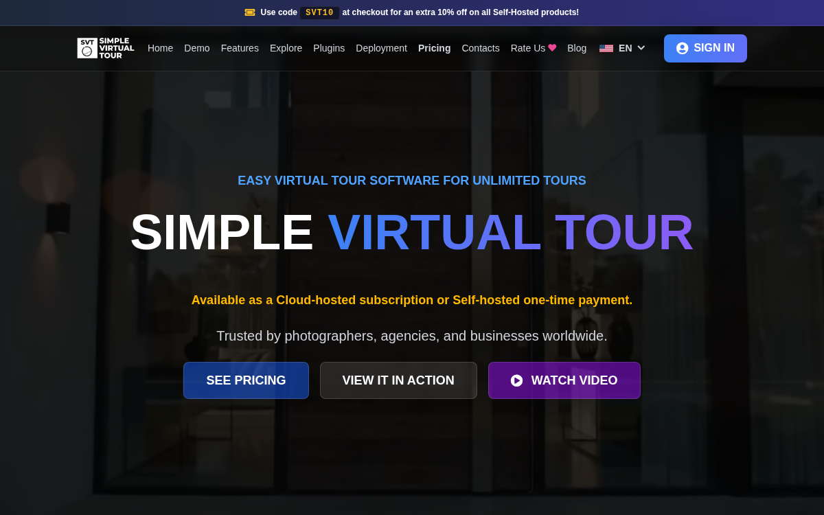 Homepage of simplevirtualtour.com