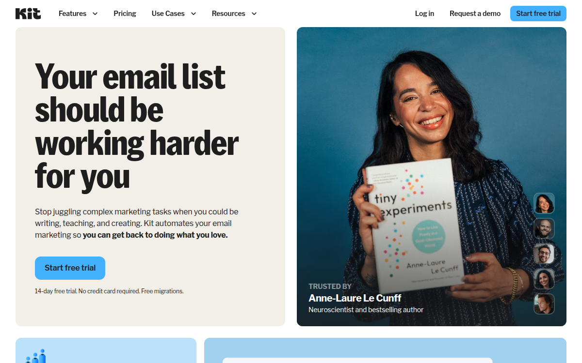 Homepage of convertkit.com