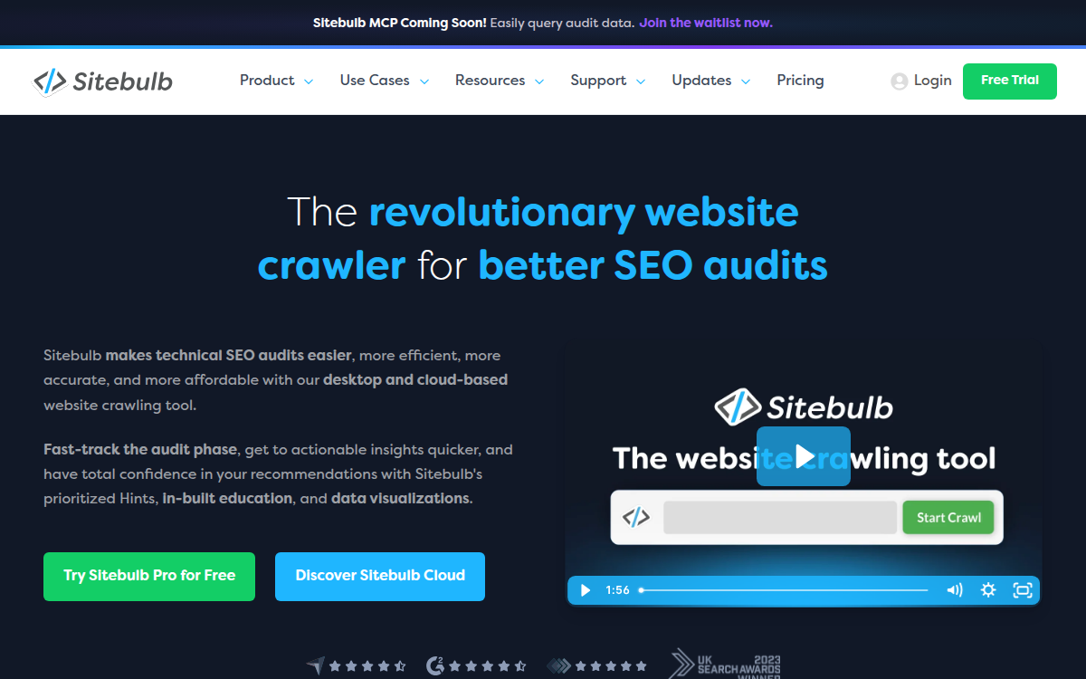 Homepage of sitebulb.com