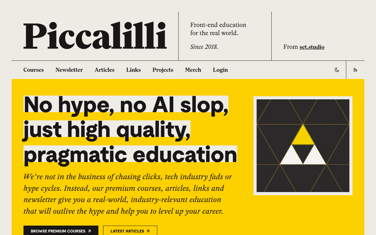 Homepage of piccalil.li