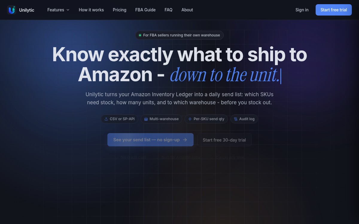 Homepage of unilytic.in