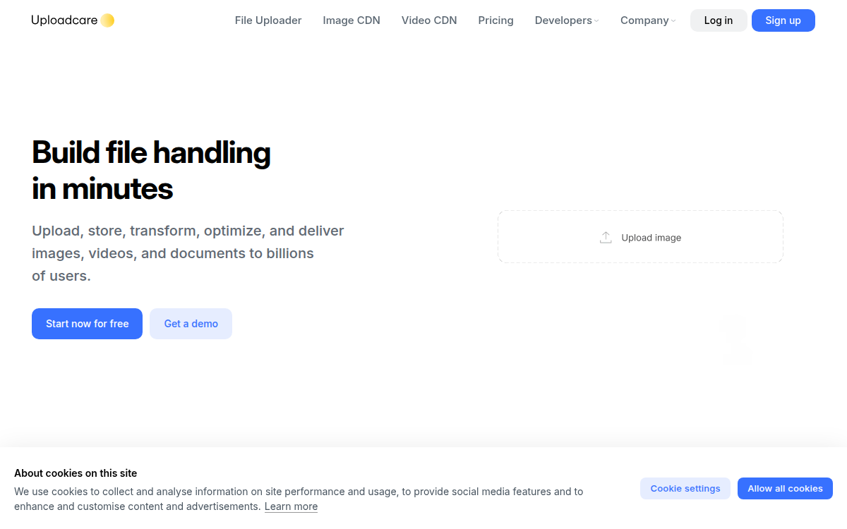 Homepage of uploadcare.com