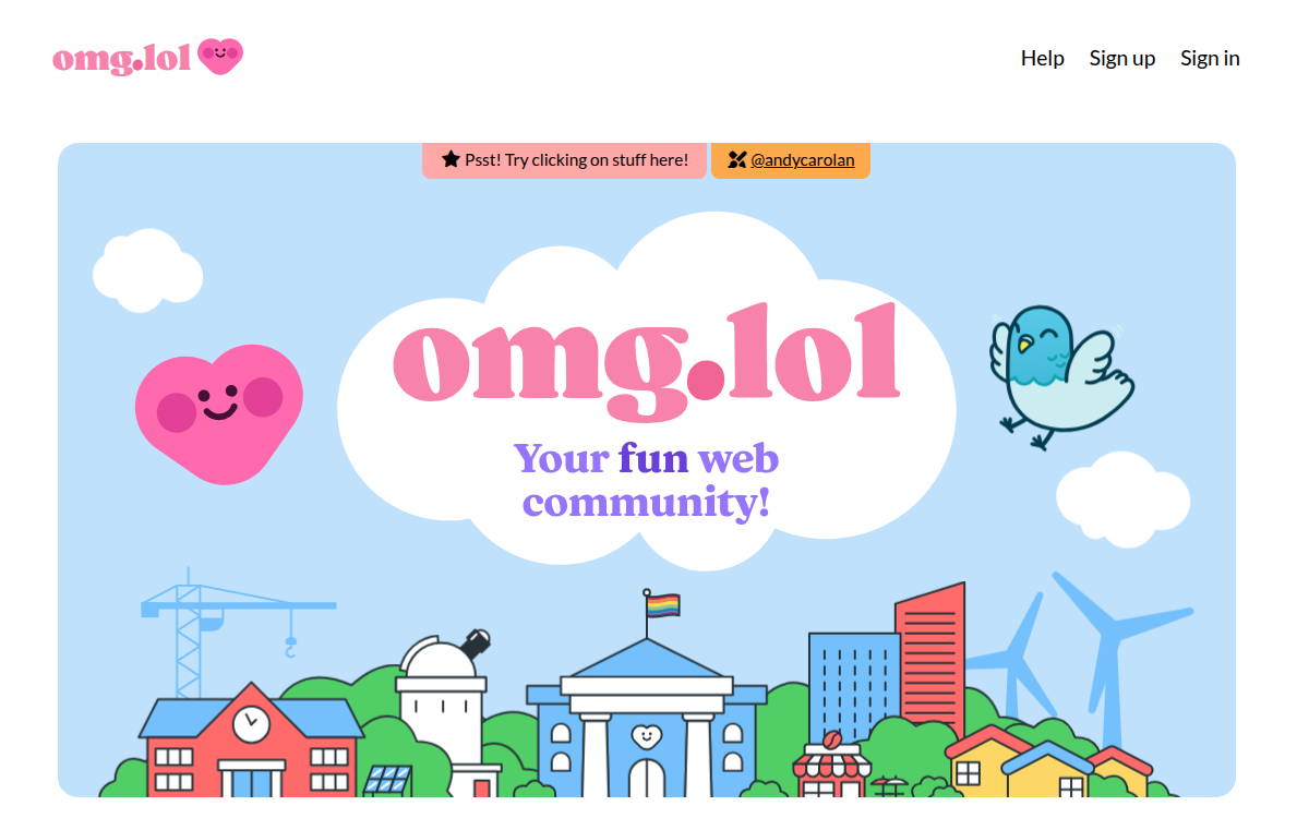 Homepage of omg.lol