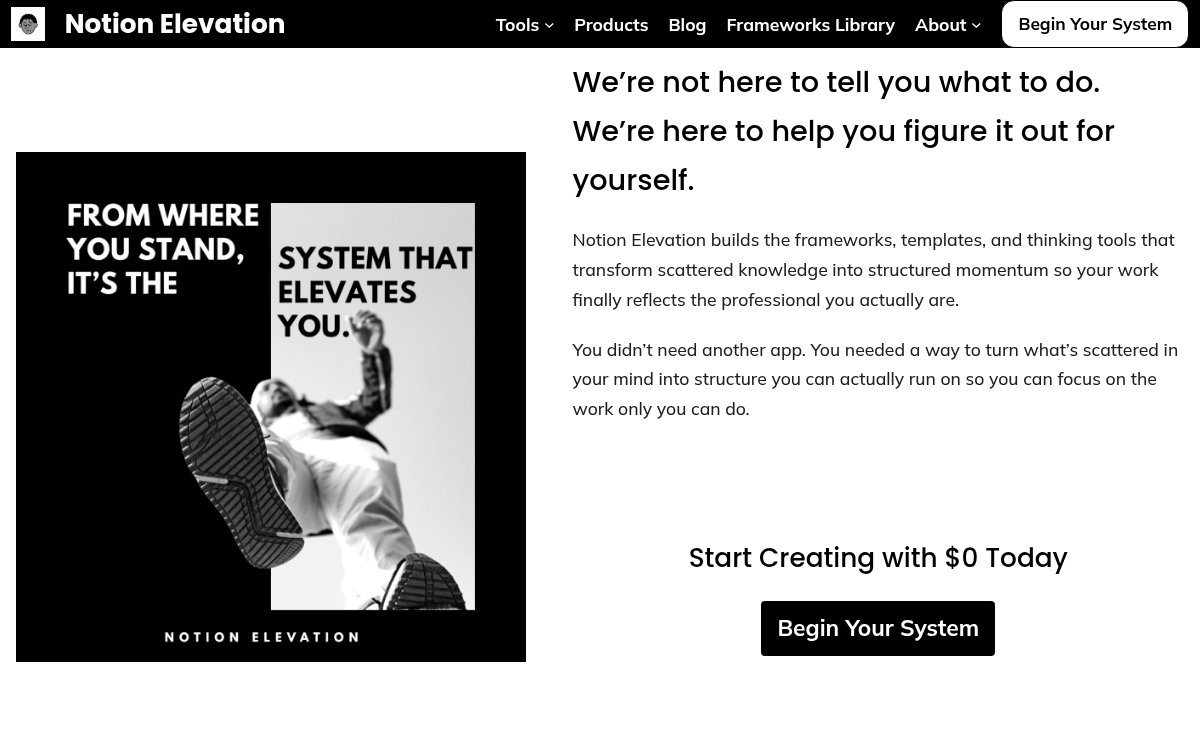 Homepage of notionelevation.com