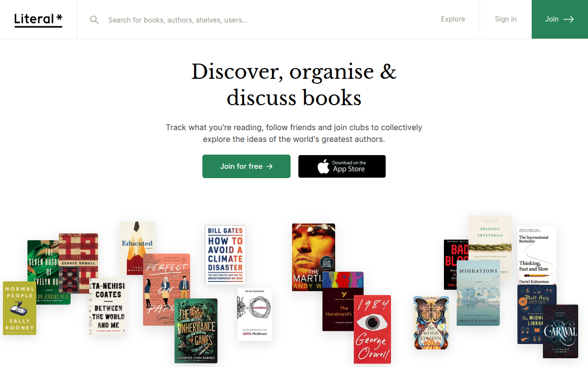 Homepage of literal.club