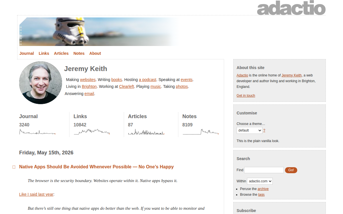 Homepage of adactio.com