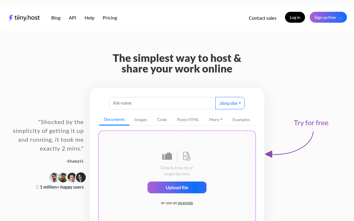 Homepage of tiiny.host
