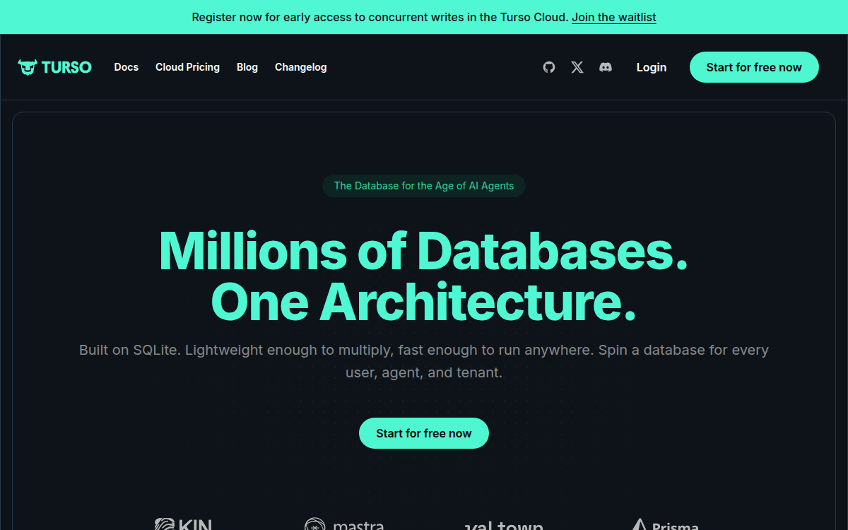 Homepage of turso.tech