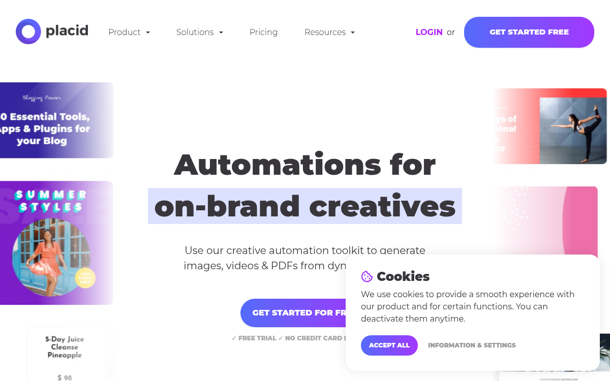 Homepage of placid.app