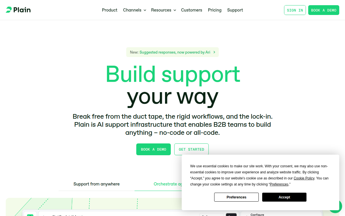 Homepage of plain.com