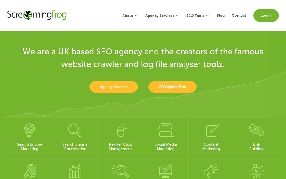 Homepage of screamingfrog.co.uk