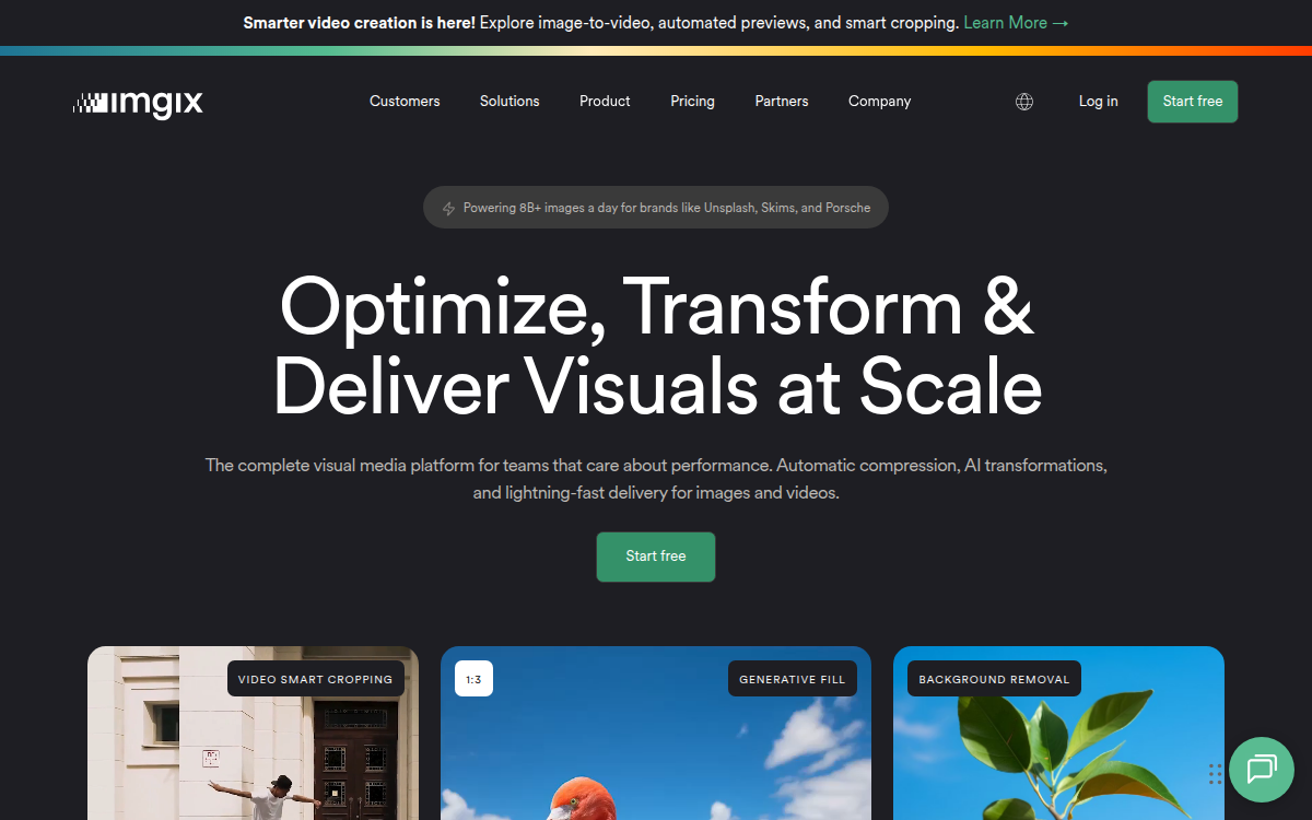 Homepage of imgix.com