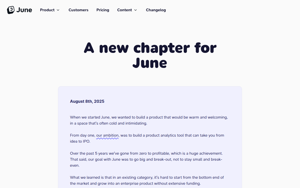 Homepage of june.so