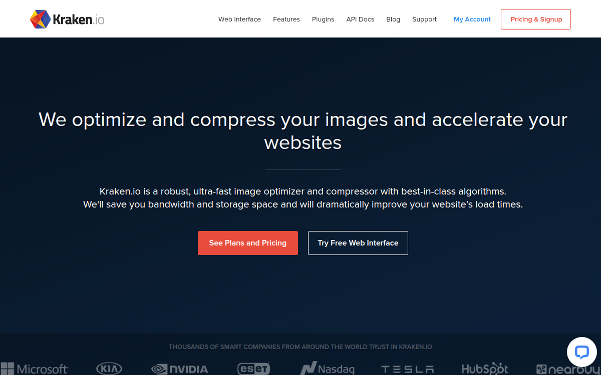 Homepage of kraken.io