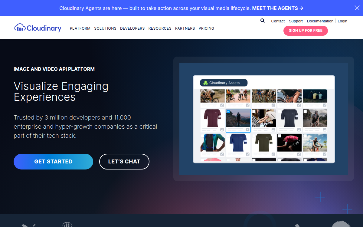Homepage of cloudinary.com