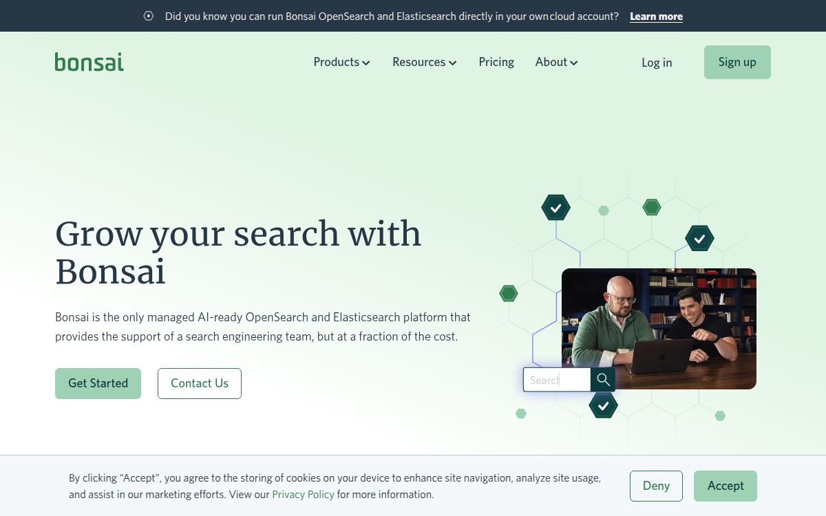 Homepage of bonsai.io
