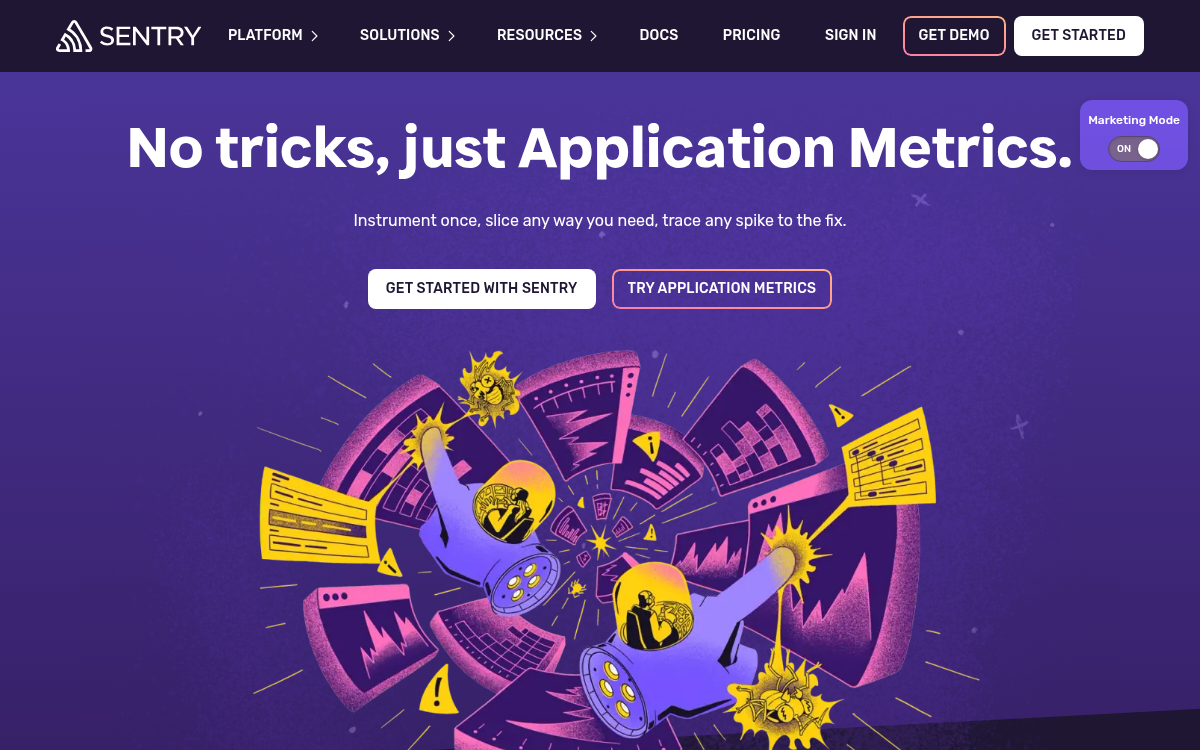 Homepage of sentry.io