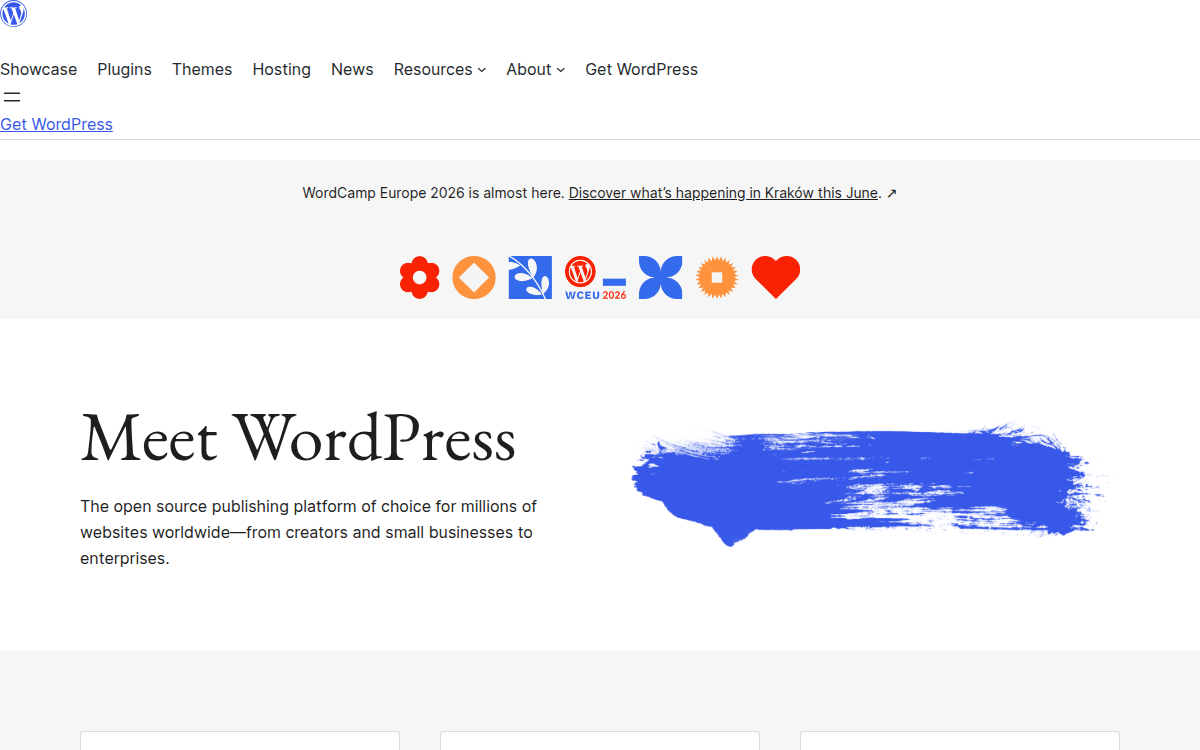 Homepage of wordpress.org