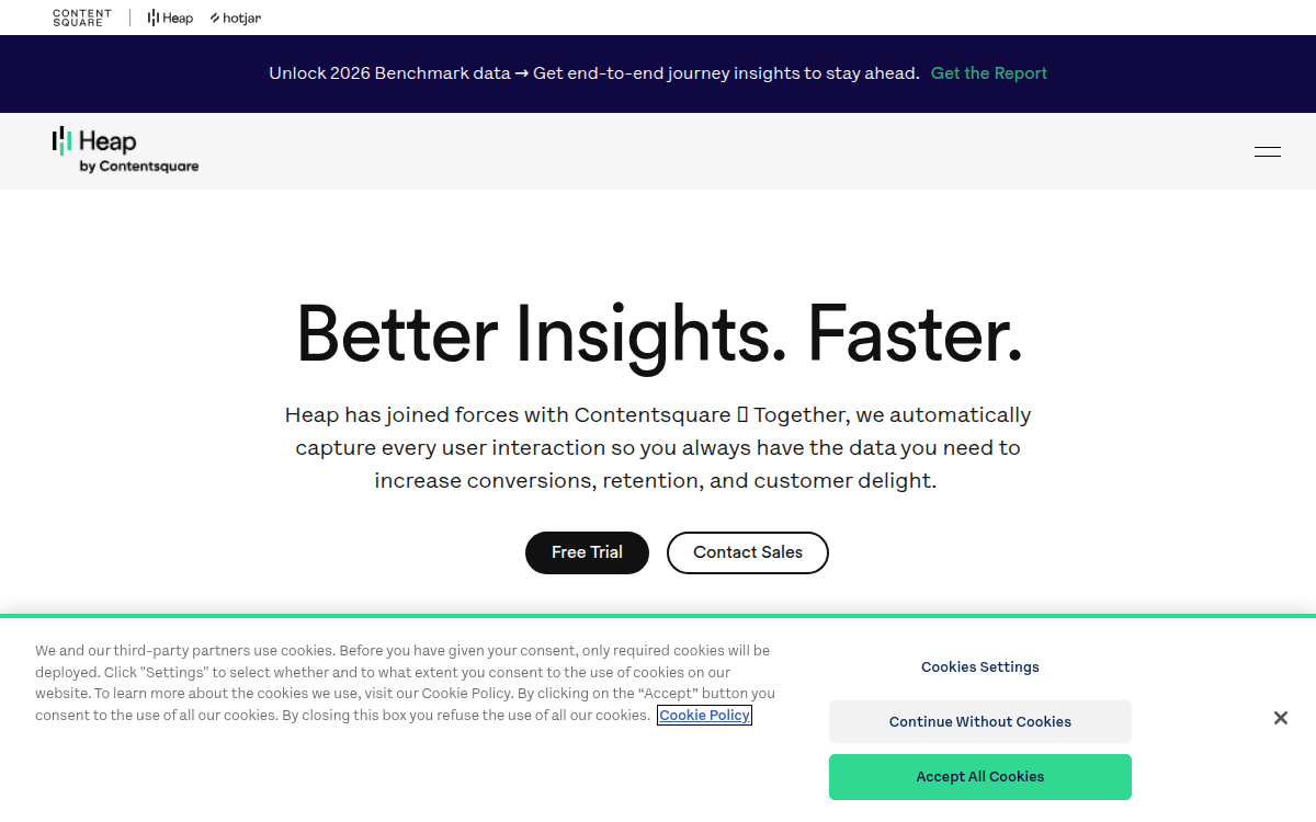 Homepage of heap.io