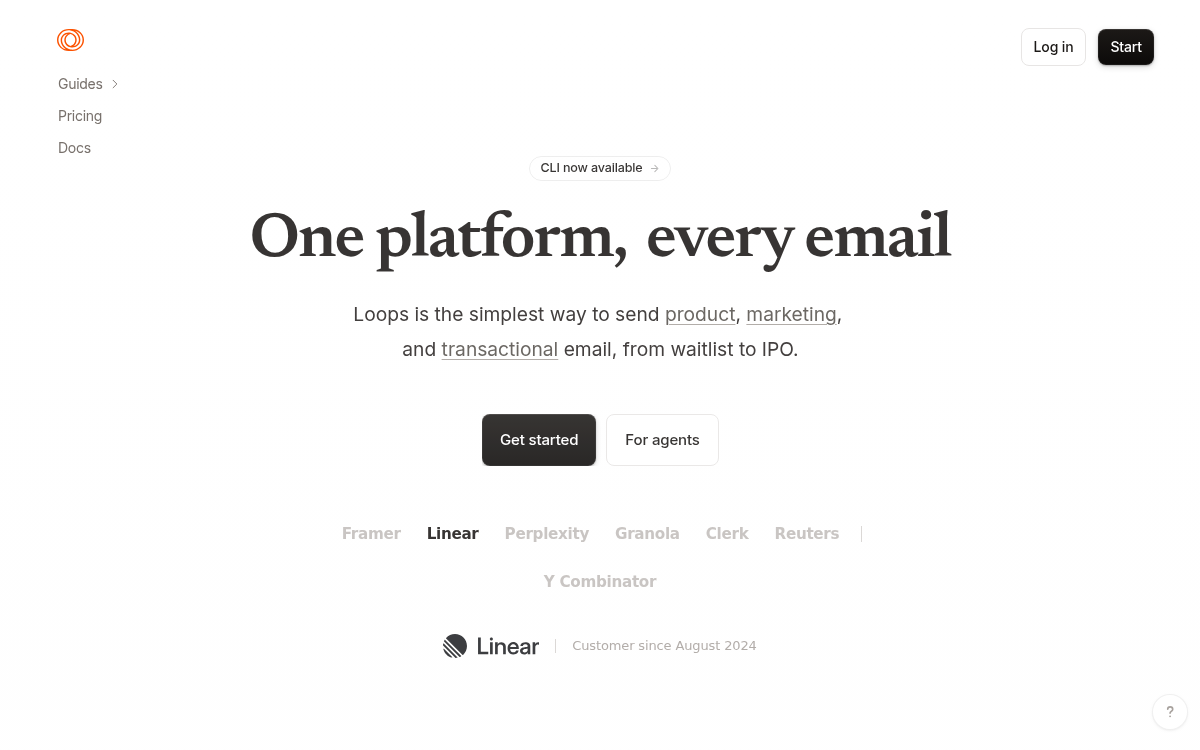 Homepage of loops.so