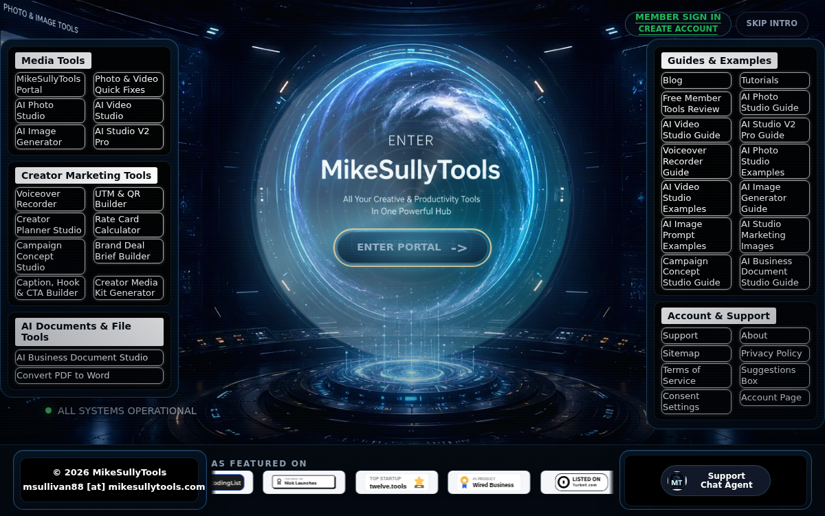 Homepage of mikesullytools.com