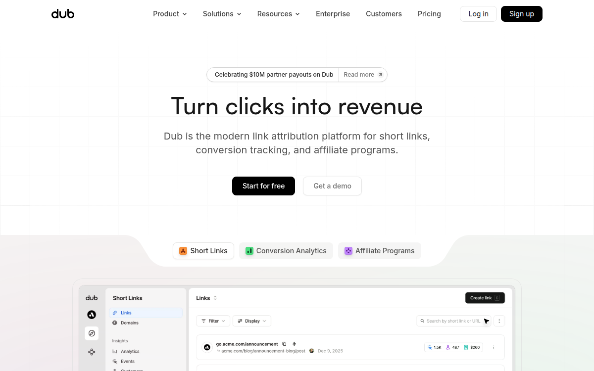 Homepage of dub.co