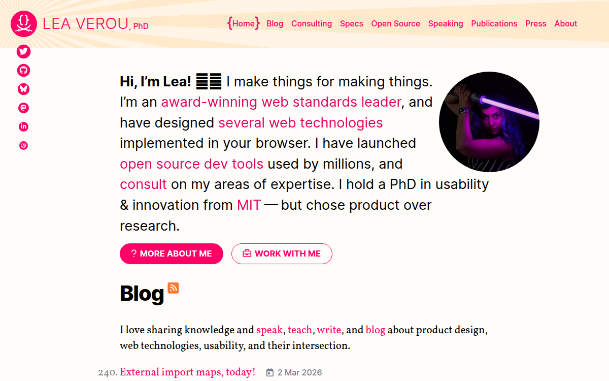 Homepage of lea.verou.me