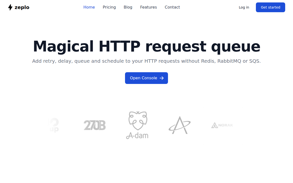 Homepage of zeplo.io