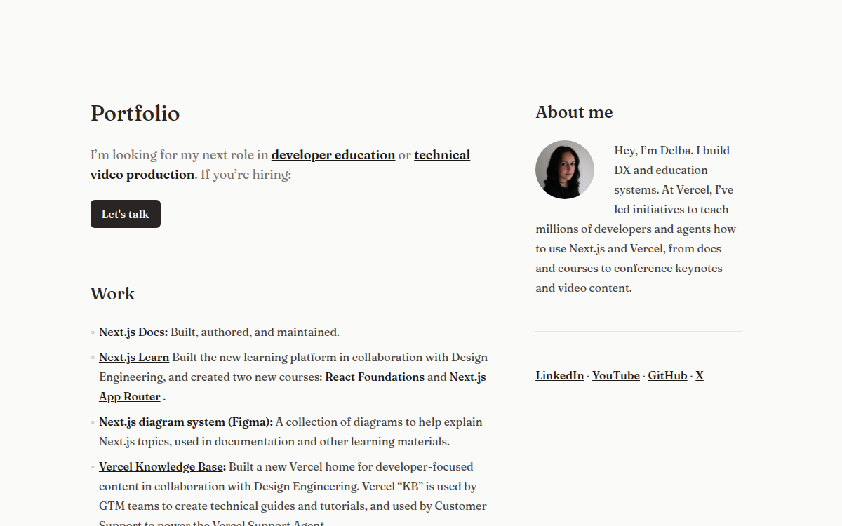 Homepage of delba.dev
