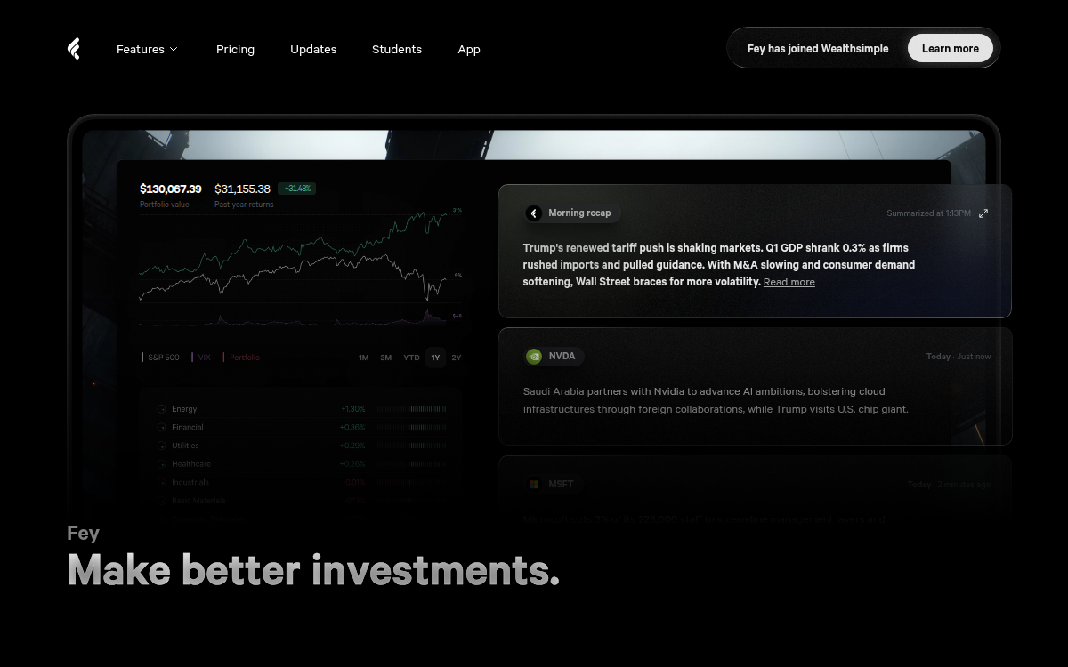 Homepage of fey.com