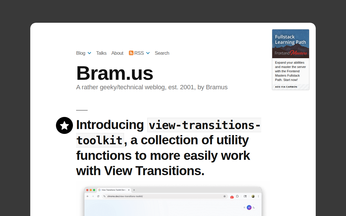 Homepage of bram.us
