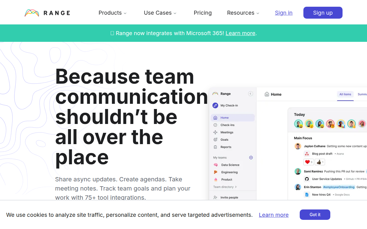 Homepage of range.co