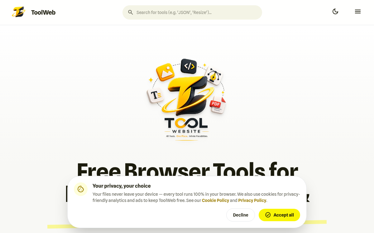 Homepage of tool-web.dev