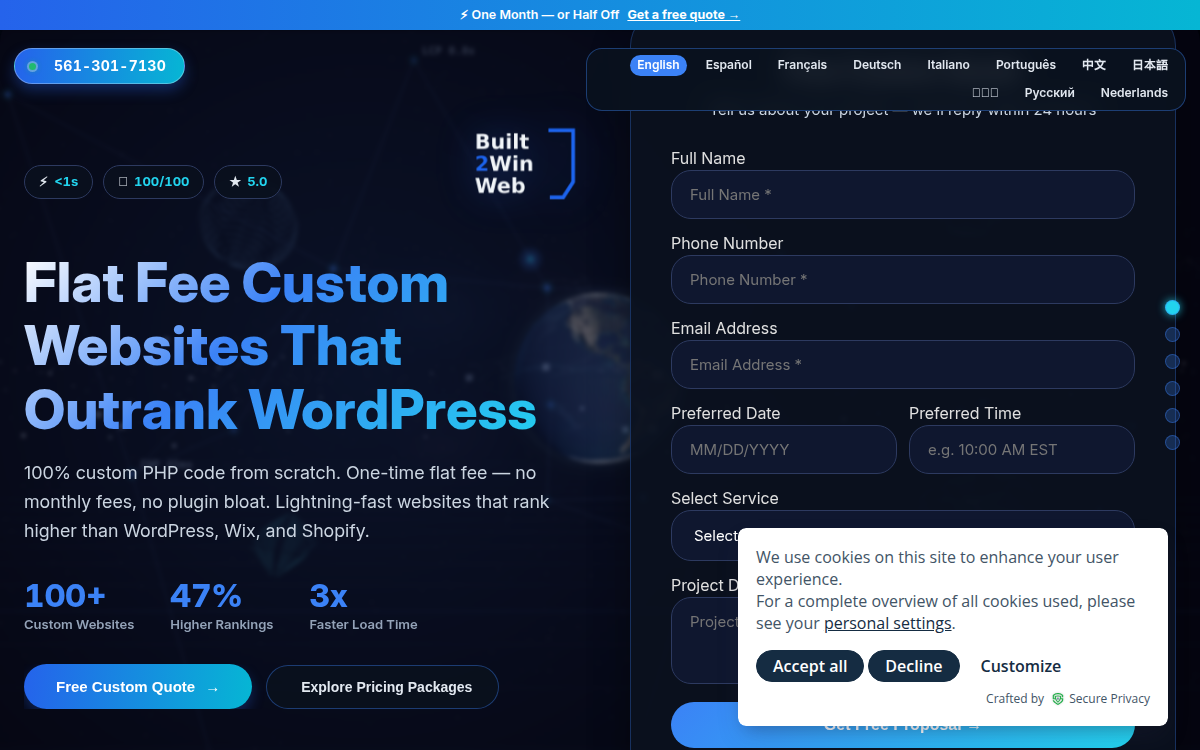 Homepage of built2winweb.com
