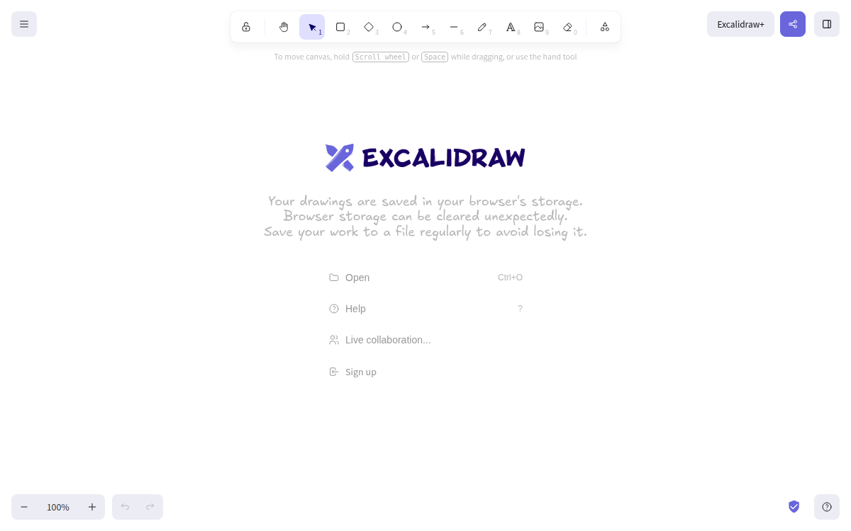 Homepage of excalidraw.com