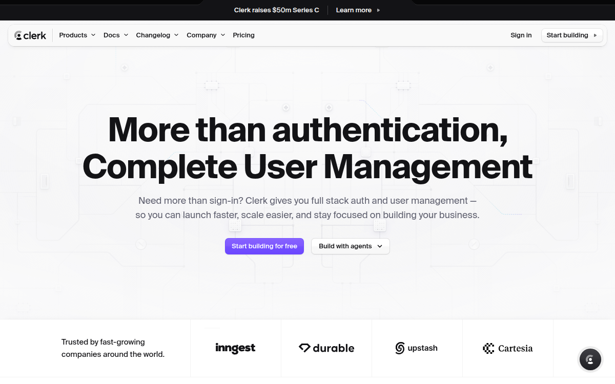 Homepage of clerk.com