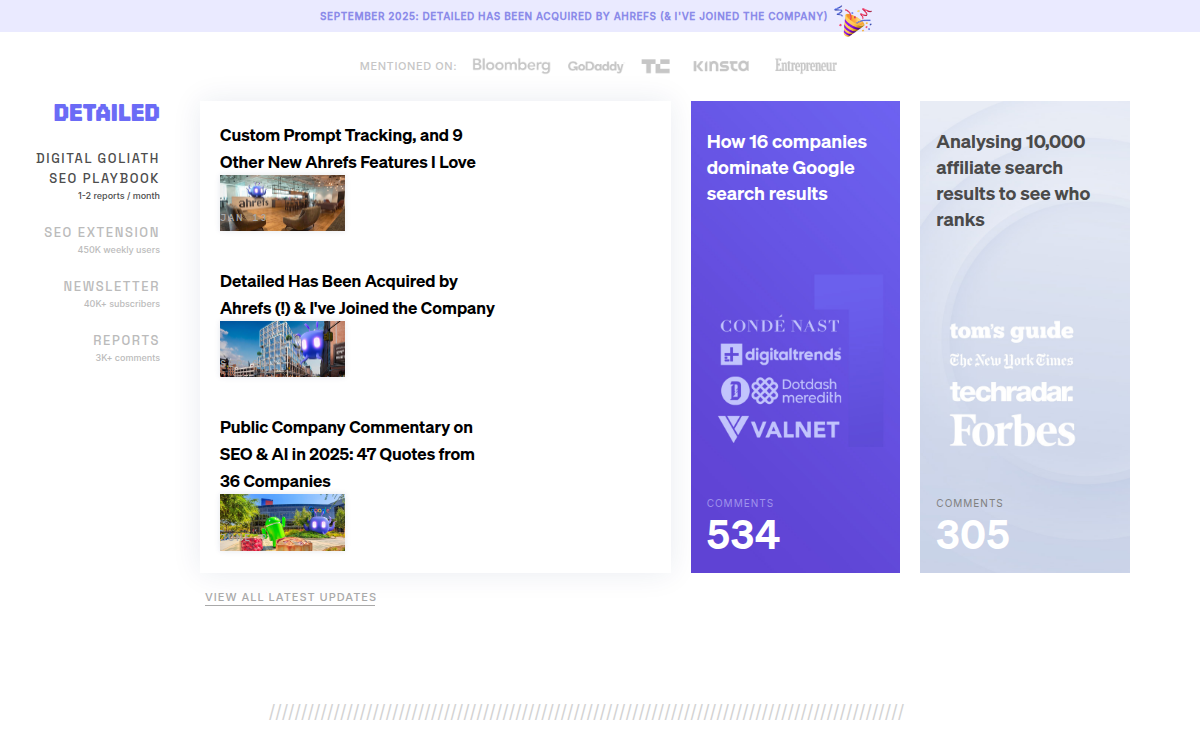 Homepage of detailed.com