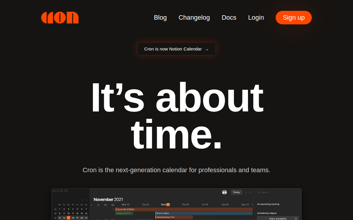 Homepage of cron.com